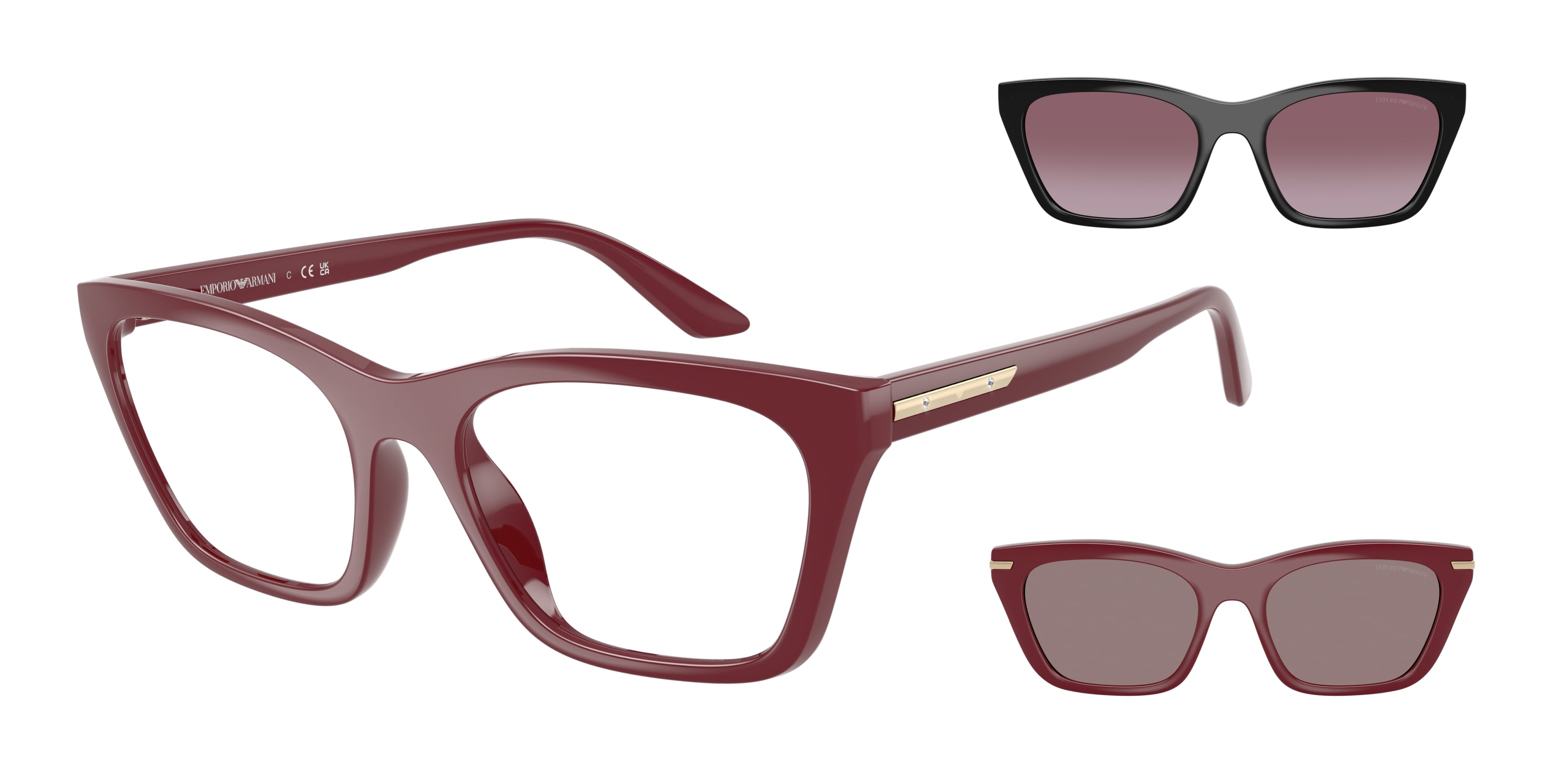 Occhiale Emporio Armani da vista da donna in acetato con clip-on da sole