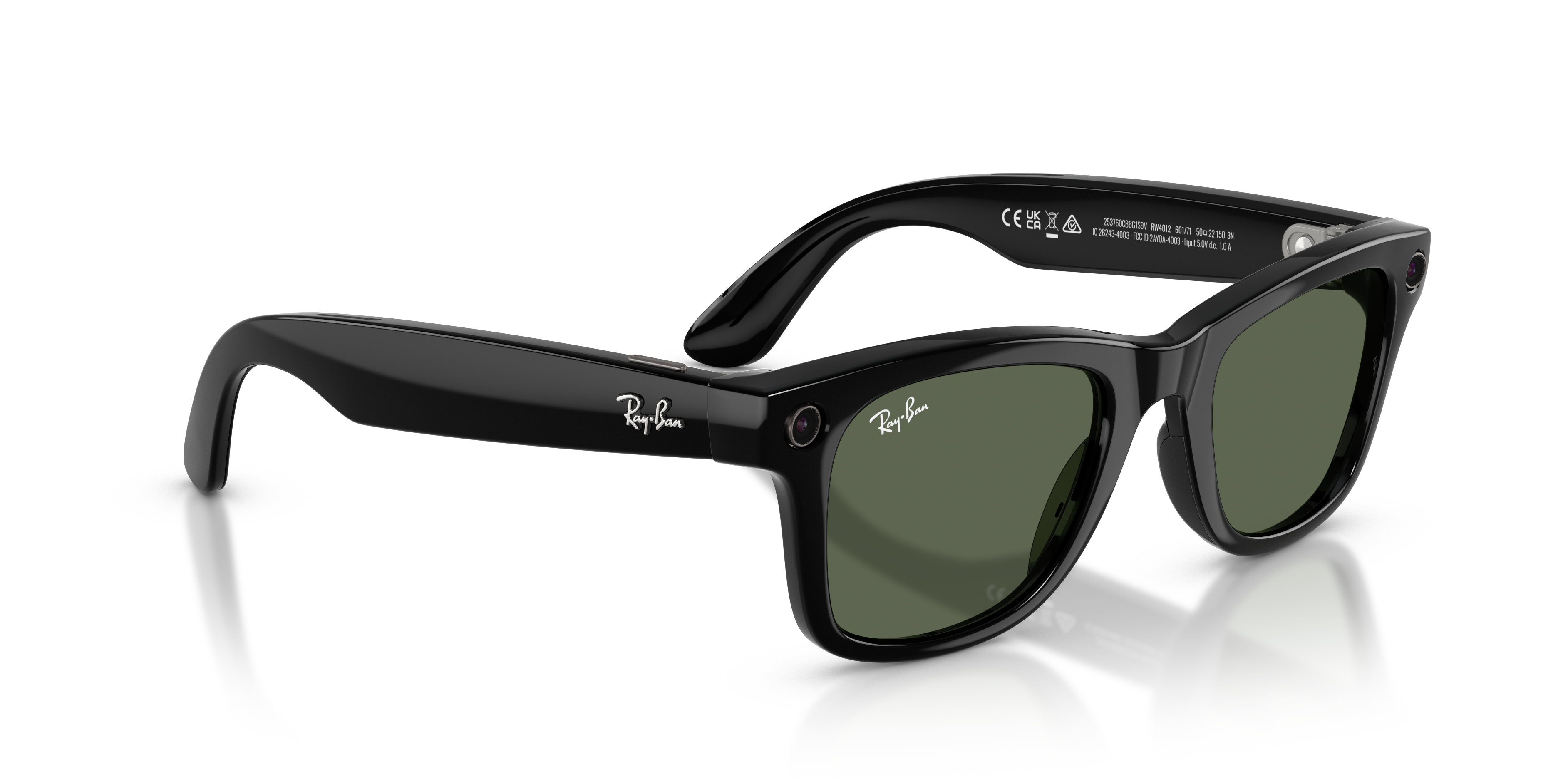 Occhiale Rayban Meta Wayfarer Gen 2 da sole unisex (Shiny black con lente verde G15)