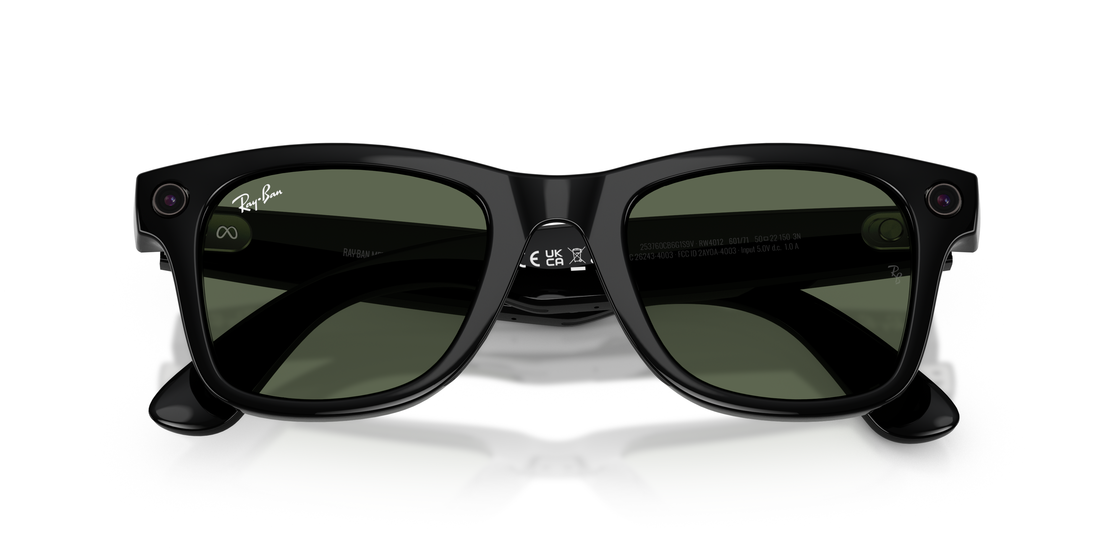 Occhiale Rayban Meta Wayfarer Gen 2 da sole unisex (Shiny black con lente verde G15)