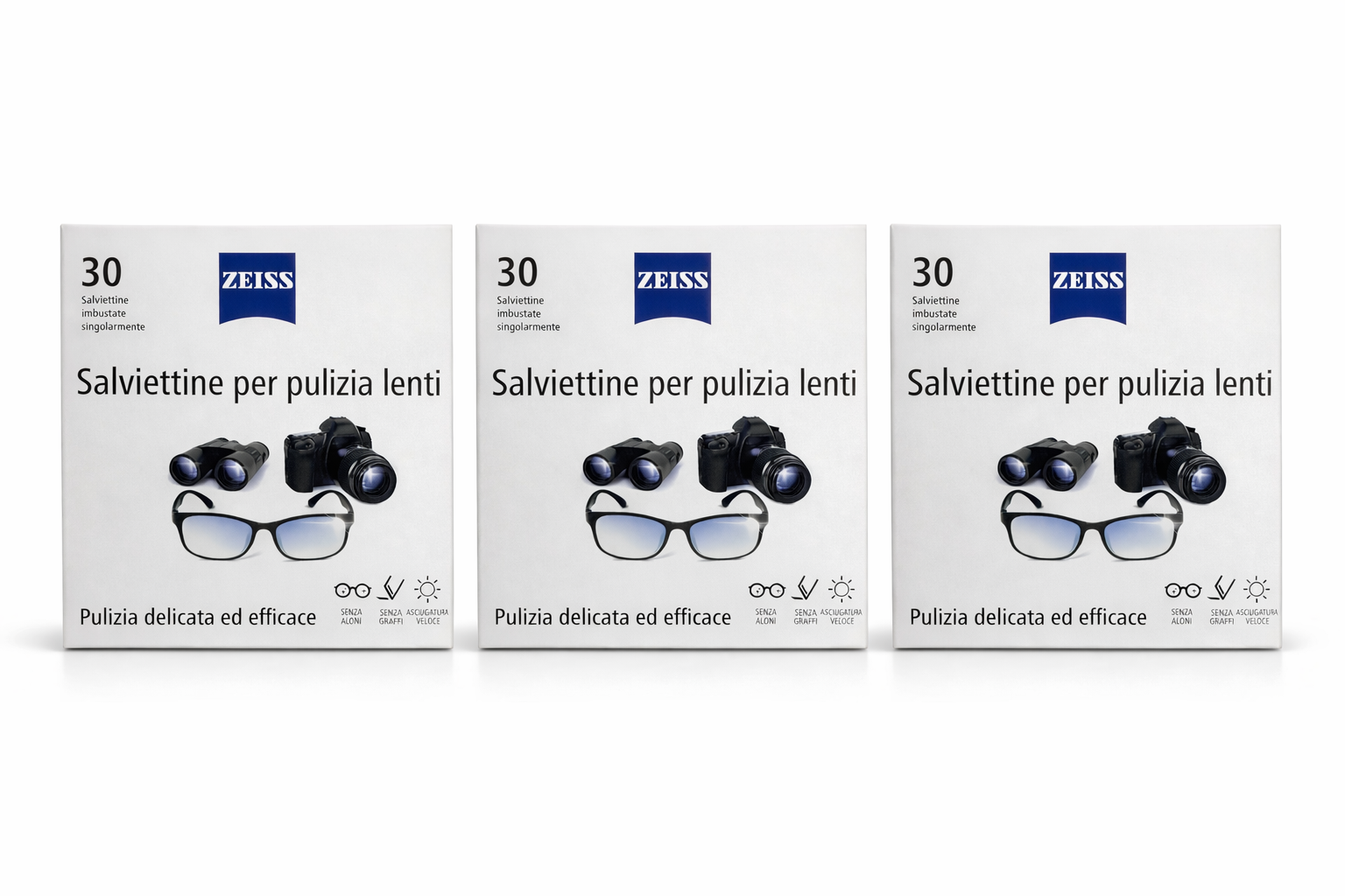 Kit 3 salviettine per pulizia lenti (3 x 30pz)